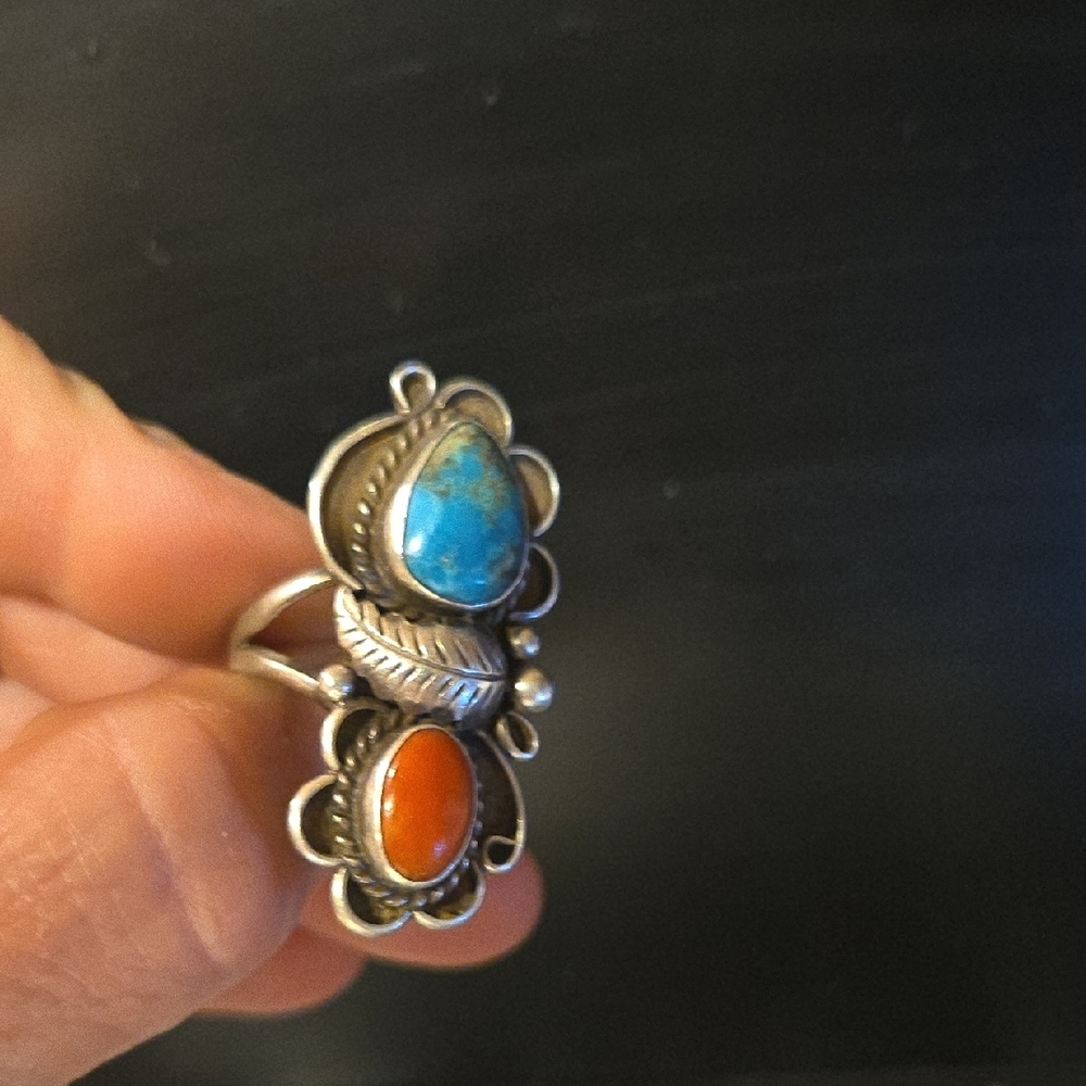 Silver And Turquoise Statement Ring - image 3